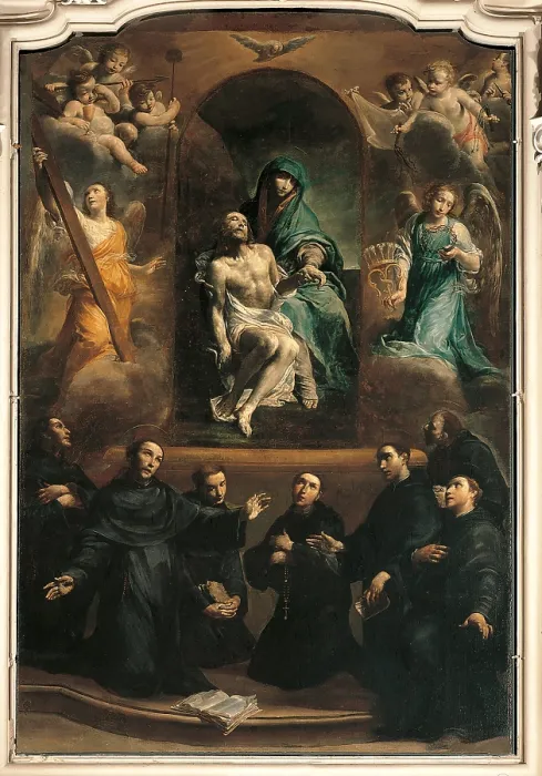 Framed Print : Pity and Saints, by Giuseppe Maria Crespi also known as Spagnuolo or Spagnolo, 1730, XVIII Century, oil on canvas - Italy, Emilia Romagna, Guastalla