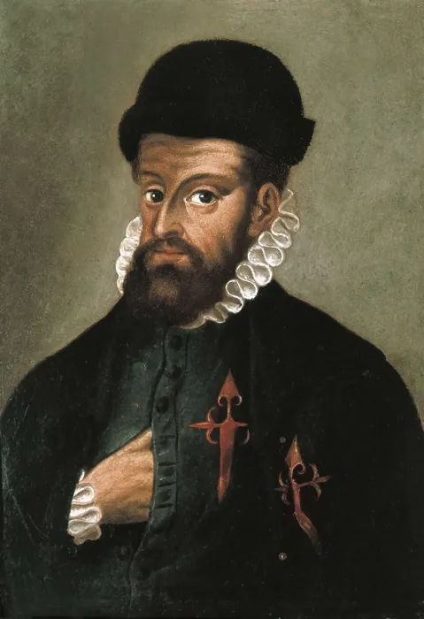 Framed Print : PIZARRO, Francisco (1476-1541). Anonymous portrait of Francisco Pizarro. Oil on wood. SPAIN. Madrid. America's Museum. AISA / Everett Collection**US SALES ONLY**