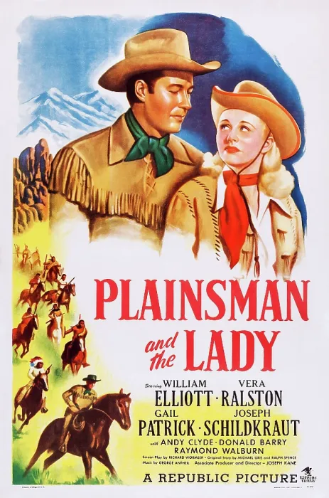 Framed Print : PLAINSMAN AND THE LADY, US poster art, from left: Bill Elliott, Vera Ralston, 1946