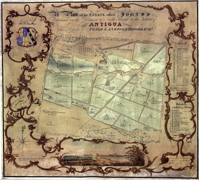 Framed Print : A plan of an English colonist's estate called in the island of Antigua Framed Print : A plan of an English colonist's estate called in the island of Antigua