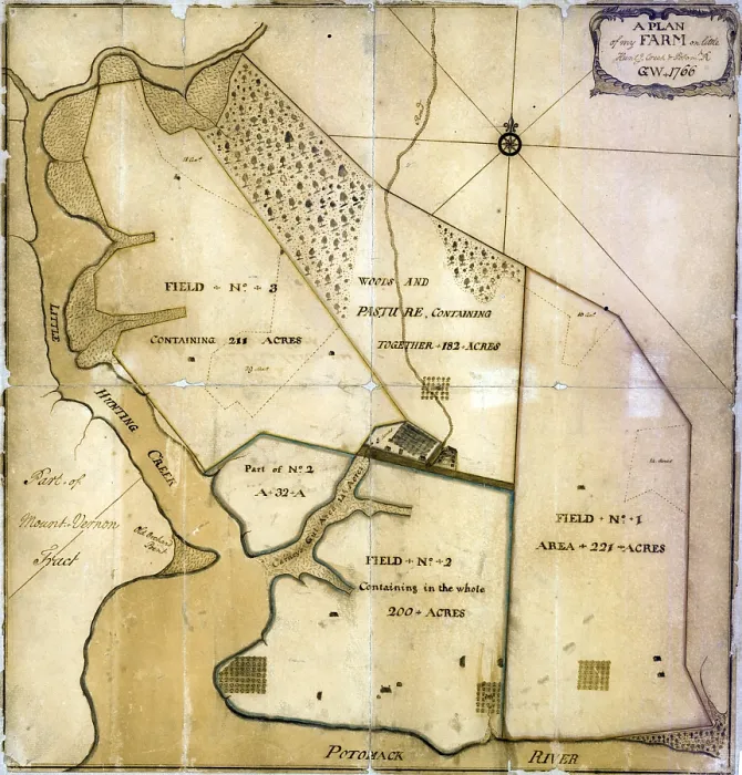 Framed Print : A plan of my farm on Little Hunting Creek & Potomac River, Virginia. Surveyed and drawn by George Washington, 1766 Framed Print : A plan of my farm on Little Hunting Creek & Potomac River, Virginia. Surveyed and drawn by George Washington, 1766