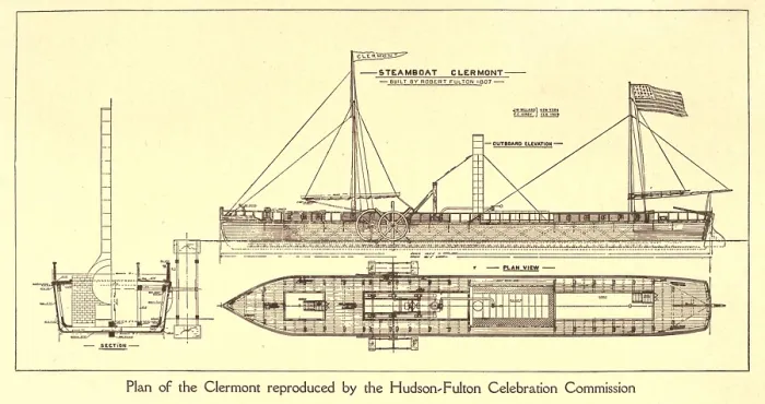 Framed Print : Plan of Robert Fulton's first steamboat the CLERMONT built in 1807. hudsonfultoncele00statuoft_0055 Framed Print : Plan of Robert Fulton's first steamboat the CLERMONT built in 1807. hudsonfultoncele00statuoft_0055