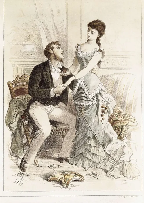 Framed Print : PLANAS I FRANQUESA, Eusebi (1833-1897). The Lady of the Camellias. 1880. Illustration for an edition of Alexandre Dumas work 'The Lady of the Camellias'