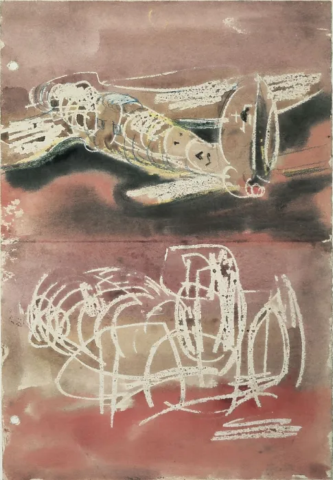 Framed Print : Planes (1940). Wax drawing by Henry Moore. Drawing. Private Collection. AISA / Everett Collection (99130)**US SALES ONLY**