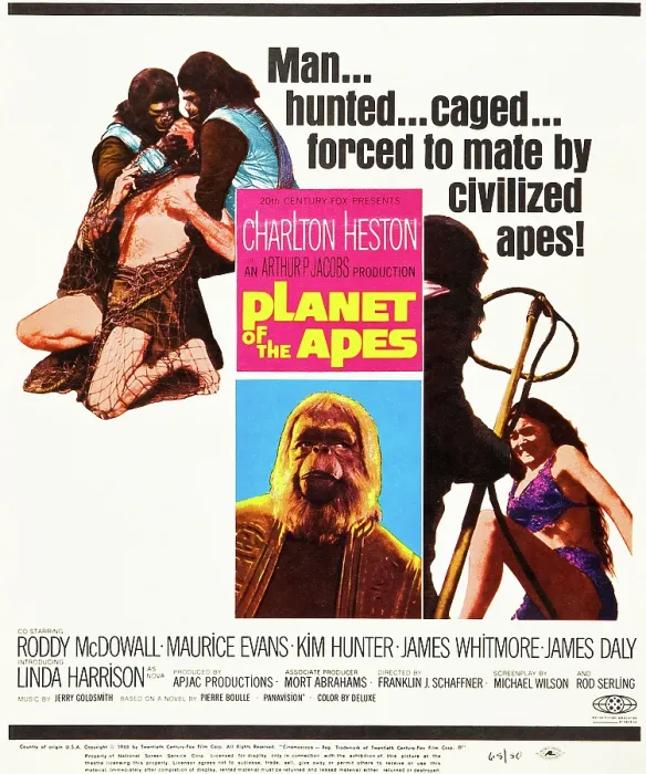 Framed Print : PLANET OF THE APES, top left center: Charlton Heston, bottom center: Maurice Evans, far right: Linda Harrison, 1968, TM and Copyright 20th Century Fox Film Corp Framed Print : PLANET OF THE APES, top left center: Charlton Heston, bottom center: Maurice Evans, far right: Linda Harrison, 1968, TM and Copyright 20th Century Fox Film Corp