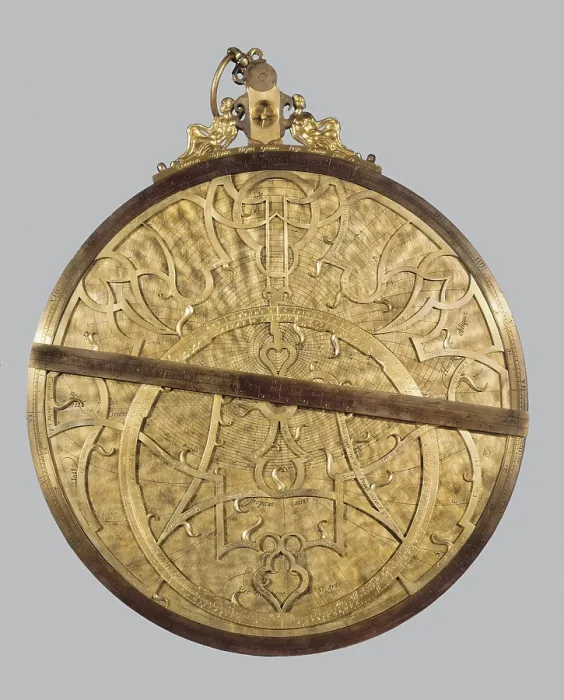 Framed Print : Planispheric astrolabe. 1569. Manufactured in golden brass by Gualterus Arsenius, disciple of the dutch astronomer Regnier Gemma Frisius (1508-1555). Metals. FRANCE. Paris
