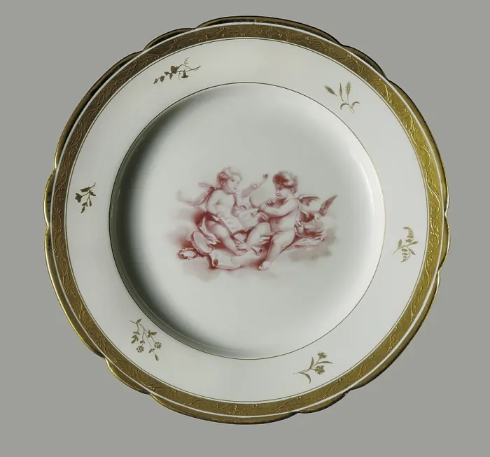 Framed Print : Plate (1798), decorated with Cupids playing flute. China / Porcelain. FRANCE. Svres. Sevres National Museum for Ceramics. Proc: AUSTRIA. Vienna Framed Print : Plate (1798), decorated with Cupids playing flute. China / Porcelain. FRANCE. Svres. Sevres National Museum for Ceramics. Proc: AUSTRIA. Vienna