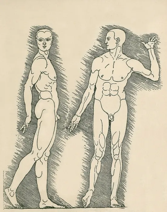 Framed Print : Plate from Albrecht Durer's, VIER BUCHER VON MENSCHLICHER PROPORTION (Four Books on Human Proportion). Durer applied the science of human anatomical proportions to aesthetics