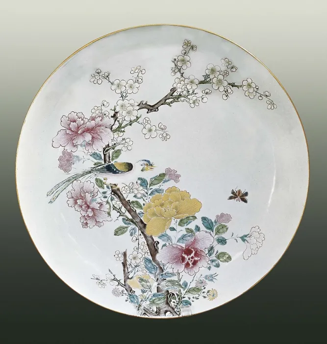 Framed Print : Plate witn Bird. Chinese art. Chinese art. China  /  Porcelain. FRANCE. Paris. Guimet Museum. AISA / Everett Collection**US SALES ONLY**