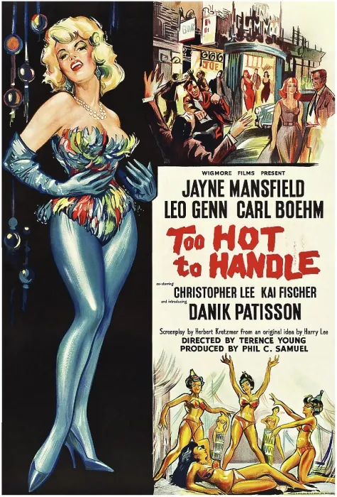 Framed Print : PLAYGIRL AFTER DARK, (aka TOO HOT TO HANDLE), left: Jayne Mansfield on British poster art, 1960 Framed Print : PLAYGIRL AFTER DARK, (aka TOO HOT TO HANDLE), left: Jayne Mansfield on British poster art, 1960