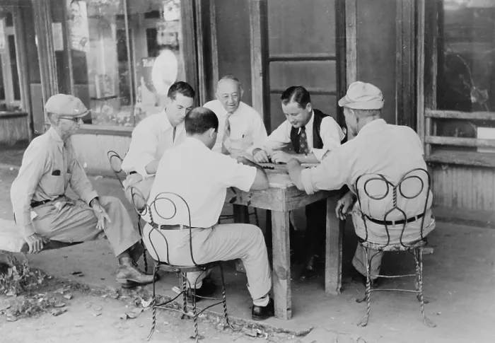Framed Print : Playing dominoes or cards in front of drug store in center of town in Mississippi Delta, Mississippi, photograph by Marion Post Wolcott, 1939 Framed Print : Playing dominoes or cards in front of drug store in center of town in Mississippi Delta, Mississippi, photograph by Marion Post Wolcott, 1939