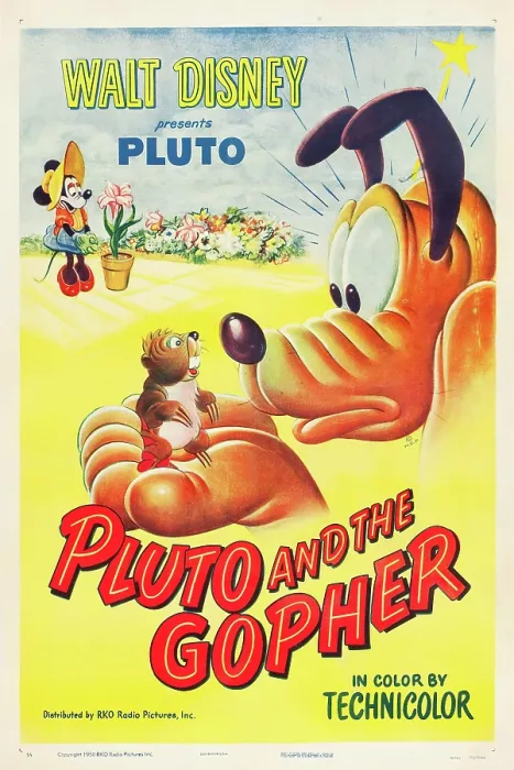 Framed Print : PLUTO AND THE GOPHER, rear: Minnie Mouse, foreground, Pluto on poster art, 1950
