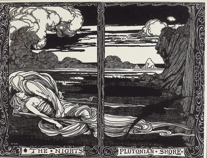 Framed Print : POE, Edgar Allan (1809-1849). American writer. Picture of the poem 'The raven' by William Heath Robinson. AISA / Everett Collection**US SALES ONLY**