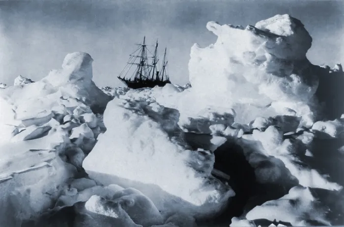 Framed Print : Polar explorer, Ernest Shackleton's ship, ENDURANCE, trapped in Weddell Sea pack ice in Antarctica in 1916