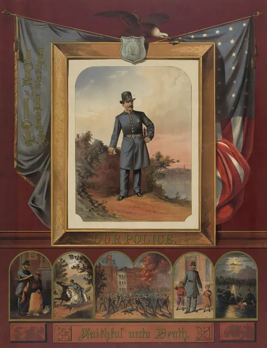 Framed Print : OUR POLICE, FAITHFUL UNTO DEATH. The Citizens of New York to Their Brave Police