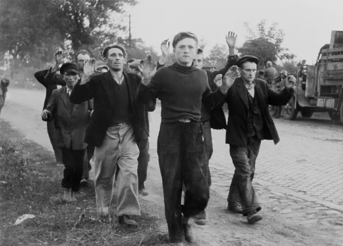 Framed Print : Polish civilian men taken as prisoners of war by German invaders. First month of World War 2, Sept. 1939. (BSLOC_2013_11_33)