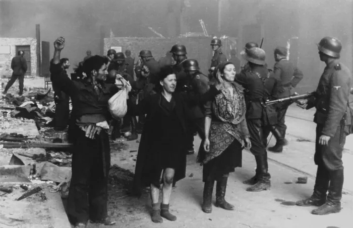Framed Print : Polish Jews under arrest during the Warsaw Ghetto Uprising, April 19-May 16, 1943