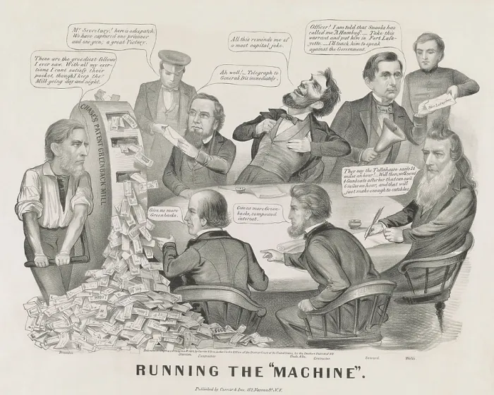 Framed Print : Political cartoon depicts Lincoln's second Treasury Secretary Framed Print : Political cartoon depicts Lincoln's second Treasury Secretary