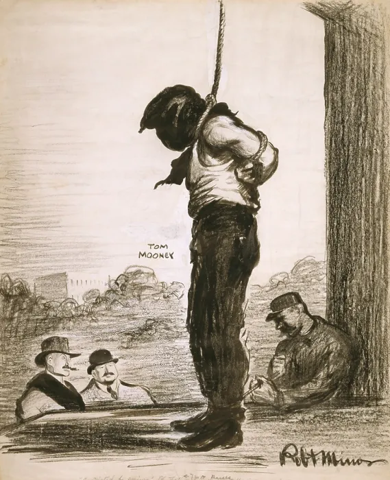 Framed Print : Political cartoon showing Tom Mooney about to be executed by hanging, captioned, Convicted by perjury Framed Print : Political cartoon showing Tom Mooney about to be executed by hanging, captioned, Convicted by perjury