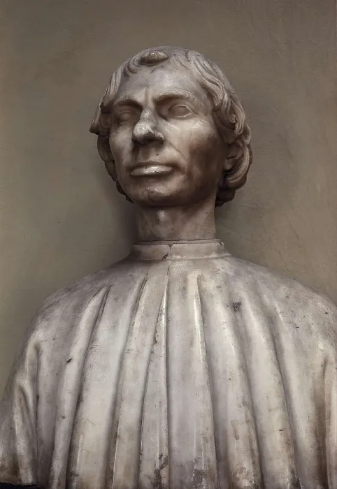 Framed Print : POLLAIOLO, Antonio Benci, called Antonio del (1431-1498). Portrait of Niccol Machiavelli. 1495. Renaissance art. Quattrocento. Sculpture on marble. ITALY. Florence