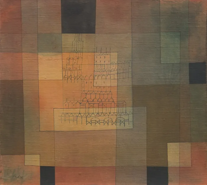 Framed Print : Polyphonic Architecture, 1930, by Paul Klee, 1879-1940, Swiss-born German, watercolor, pen, and ink on muslin. (BSLOC_2023_4_97)