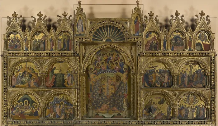 Framed Print : Polyptich of St Clare, by Paolo Veneziano, 1350 about, 14th Century, cm 98 x 63 - Italy, Veneto, Venice, Accademia Art Galleries. All Framed Print : Polyptich of St Clare, by Paolo Veneziano, 1350 about, 14th Century, cm 98 x 63 - Italy, Veneto, Venice, Accademia Art Galleries. All