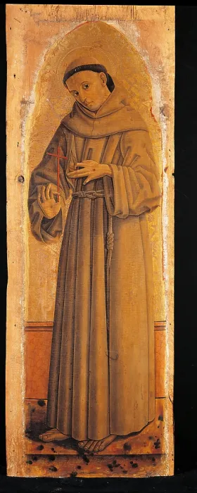 Framed Print : Polyptych of Monterubbiano, by Pietro Alemanno, 1475, 15th Century, tempera on board, 146, 5 x 33 cm - Italy, Lombardy, Milan, Brera Accademy of Fine Arts Collection. Detail Framed Print : Polyptych of Monterubbiano, by Pietro Alemanno, 1475, 15th Century, tempera on board, 146, 5 x 33 cm - Italy, Lombardy, Milan, Brera Accademy of Fine Arts Collection. Detail