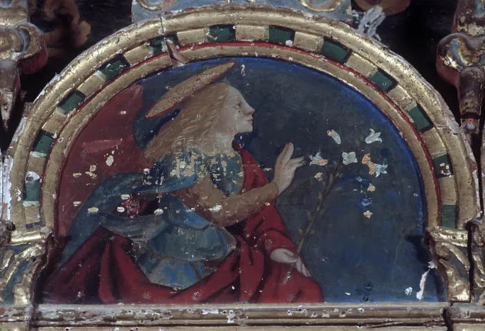 Framed Print : Polyptych of saint James of Pergola, by Girolamo Nardini, 1490 - 1510, 15th Century, oil on board - Italy, Marche, Pergola, Church of saint James. Detail