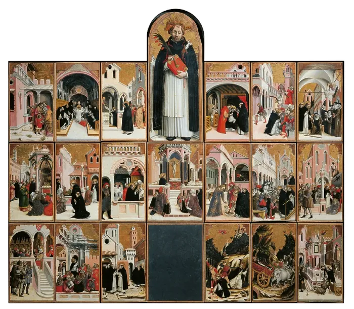 Framed Print : Polyptych of St Peter Martyr, by Agnolo Degli Erri, Bartolomeo Degli Erri, 1450 post, 15th Century, tempera on panel, cm 90 x 3855 x 30 cm