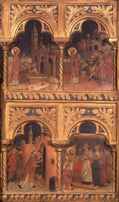 Framed Print : Polyptych with Stories of St. Martin, by Master of the Chapel Galletti, 1460 - 1470, 15th century, golden board - Italy, Veneto, Belluno, Dome. Detail