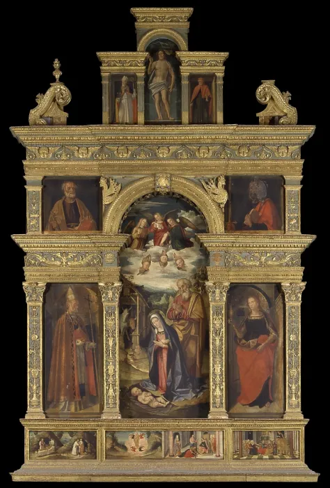 Framed Print : Polyptych, by Tommaso Aleni also known as Fadino, 15th Century - Italy, Lombardy, Cremona, Saint Mary Magdalene Church. Whole artwork view