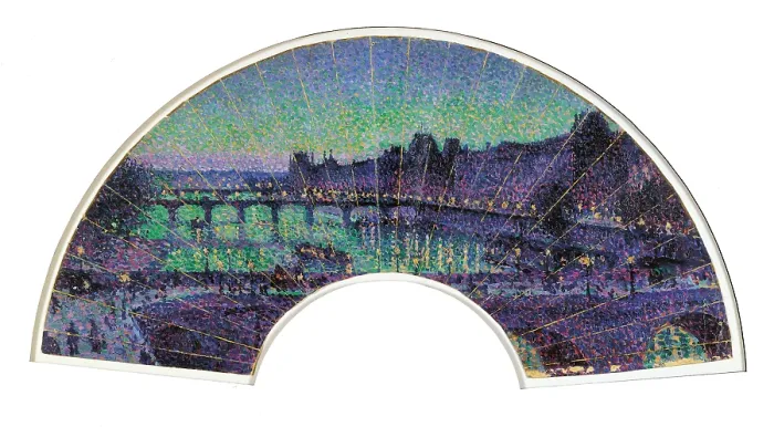 Framed Print : The Pont Neuf, by Unknown Artist, 19th Century, oil on canvas, - France, Ile de France, Paris, Muse dOrsay, RF 36470. All. Pont Neuf view at night river blue green rivers lights