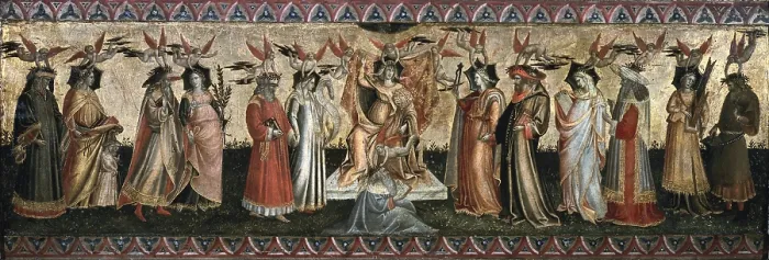 Framed Print : PONTE, Giovanni dal (1376-1437). The Seven Liberal Arts. ca. 1435. Panel for the front side of a chest. In the middle: the Astronomy, armilar sphere and Ptolemy Framed Print : PONTE, Giovanni dal (1376-1437). The Seven Liberal Arts. ca. 1435. Panel for the front side of a chest. In the middle: the Astronomy, armilar sphere and Ptolemy