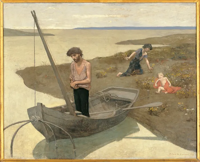 Framed Print : The Poor Fisherman, by Pierre Puvis de Chavannes, 1881, 19th Century, oil on canvas, cm 155, 5 x 192, 5 - France, Ile de France, Paris, Muse dOrsay, RF506. All