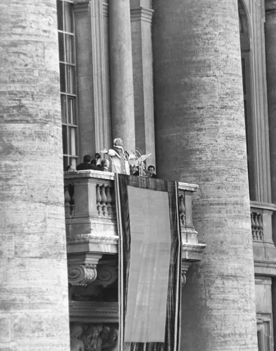 Framed Print : Pope Pius XII addressed a crowd of 150, 000 from the balcony of St. Peter's Basilica, March 24, 1953. (CSU_2015_9_1007) Framed Print : Pope Pius XII addressed a crowd of 150, 000 from the balcony of St. Peter's Basilica, March 24, 1953. (CSU_2015_9_1007)