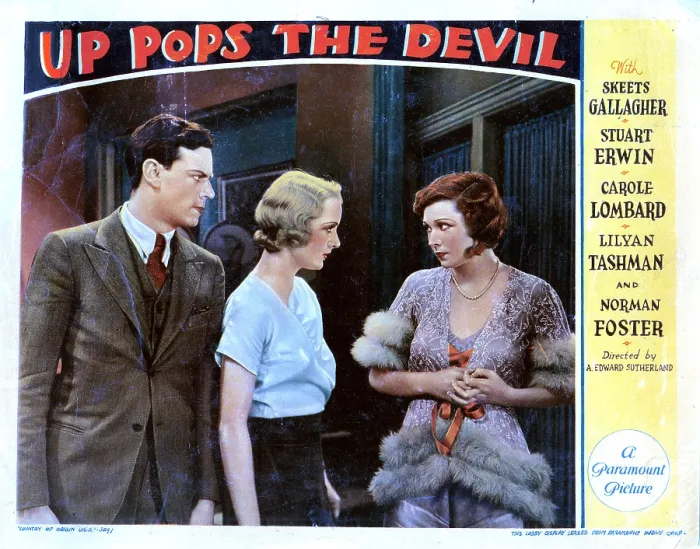 Framed Print : UP POPS THE DEVIL, from left, Norman Foster, Carole Lombard, Joyce Compton, 1931
