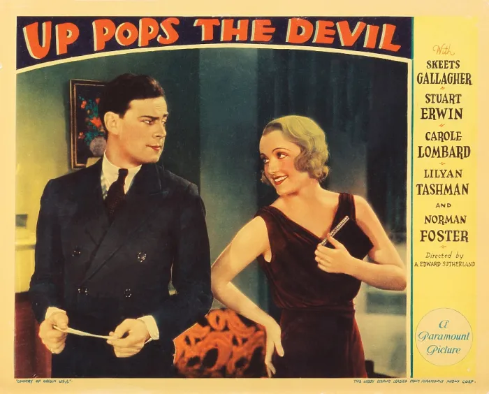 Framed Print : UP POPS THE DEVIL, US lobbycard, from left, Norman Foster, Carole Lombard, 1931 Framed Print : UP POPS THE DEVIL, US lobbycard, from left, Norman Foster, Carole Lombard, 1931