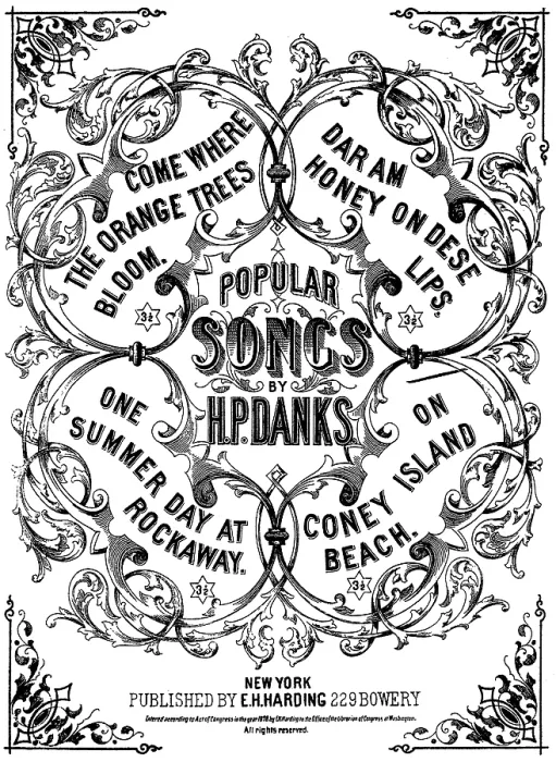 Framed Print : Popular Songs by H.P. Danks, featuring On Coney Island Beach, Come Where The Orange Trees Bloom, One Summer Day At Rockaway, Daram Honey On Dese Lips, sheet music, circa 1878 Framed Print : Popular Songs by H.P. Danks, featuring On Coney Island Beach, Come Where The Orange Trees Bloom, One Summer Day At Rockaway, Daram Honey On Dese Lips, sheet music, circa 1878