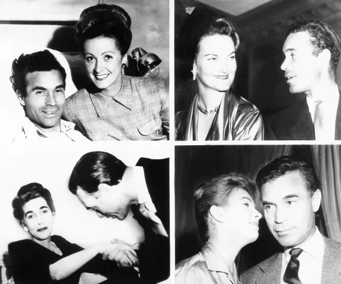 Framed Print : Porfirio Rubirosa with his four of his five wives. Top left: with actress Danielle Darrieux in 1944. Top right: with tobacco heiress Doris Duke in 1944 Framed Print : Porfirio Rubirosa with his four of his five wives. Top left: with actress Danielle Darrieux in 1944. Top right: with tobacco heiress Doris Duke in 1944