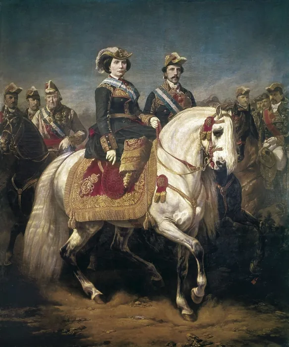 Framed Print : PORION, Louis Charles (1814-h.1884). Military Parade Reviewed by Kings Isabel II and Francisco, Accompanied by Generals Castaos, Espartero and Narvez. 1848. Oil on canvas. SPAIN Framed Print : PORION, Louis Charles (1814-h.1884). Military Parade Reviewed by Kings Isabel II and Francisco, Accompanied by Generals Castaos, Espartero and Narvez. 1848. Oil on canvas. SPAIN
