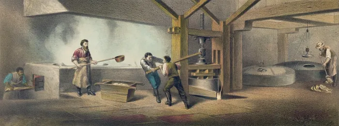 Framed Print : Pork packing house in Cincinnati, Ohio, 1873. Scene shows tanks for cooking pork fat, called rending, to produce lard, then widely used as cooking fat Framed Print : Pork packing house in Cincinnati, Ohio, 1873. Scene shows tanks for cooking pork fat, called rending, to produce lard, then widely used as cooking fat