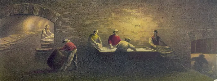 Framed Print : Pork packing house in Cincinnati, Ohio, 1873. Scene shows packing hams in salt to cure them for preservation without refrigeration Framed Print : Pork packing house in Cincinnati, Ohio, 1873. Scene shows packing hams in salt to cure them for preservation without refrigeration