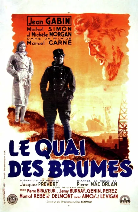 Framed Print : PORT OF SHADOWS, (aka LE QUAI DES BRUMES), French poster art, from left: Michele Morgan, Jean Gabin, Michel Simon, 1938