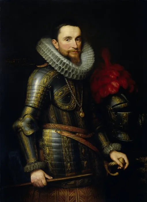 Framed Print : Portrait of Ambrogio Spinola, by Michiel Jansz van Mierevelt, 1609, Dutch painting, oil on canvas. Spinola, Commander in Chief of the Spanish troops in the southern Netherlands