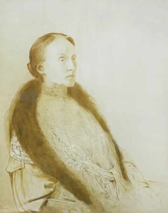 Framed Print : Portrait of A.M.L. Bonger-van der Linden, by Odilon Redon, 1905, French painting, oil on canvas