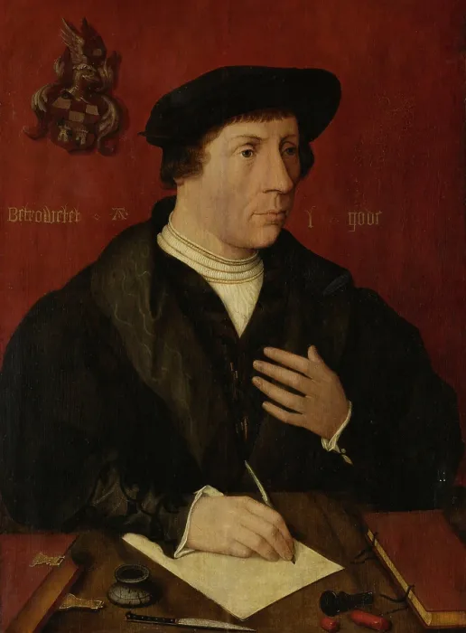 Framed Print : Portrait of an Anonymous Man, by Jan Jansz Mostaert, 1535, Netherlandish Renaissance, oil on panel