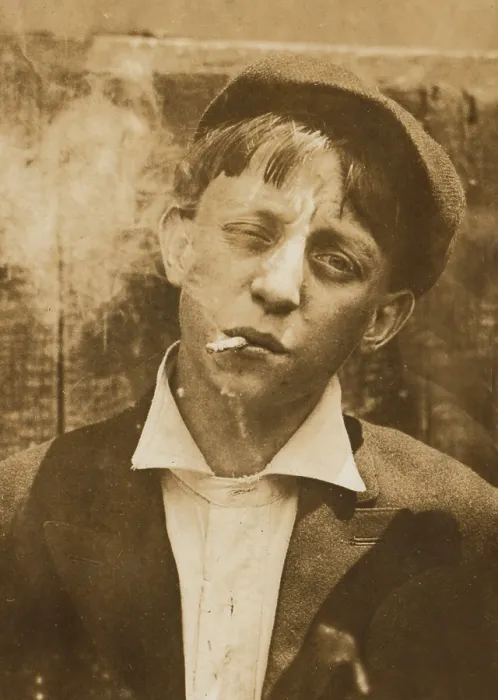 Framed Print : Portrait of a boy smoking, original caption: A.M. Monday, newsies at Skeeter's branch They were all smoking. St