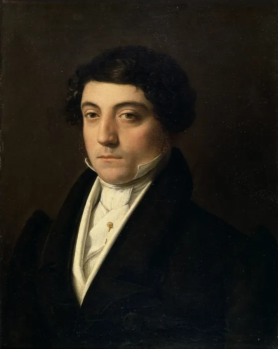Framed Print : Portrait of composer Gioacchino Rossini, by Vincenzo Camuccini, 19th Century, oil on canvas - Italy, Lombardy, Milan, Brera Collection. Whole artwork view