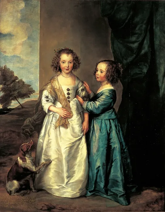 Framed Print : Portrait of Elizabeth and Philadelphia Wharton, by Anton Van Dyck, 1640, 17th Century, oil on canvas, 162 x 130 cm - Russia, St. Petersburg, The State Hermitage Museum