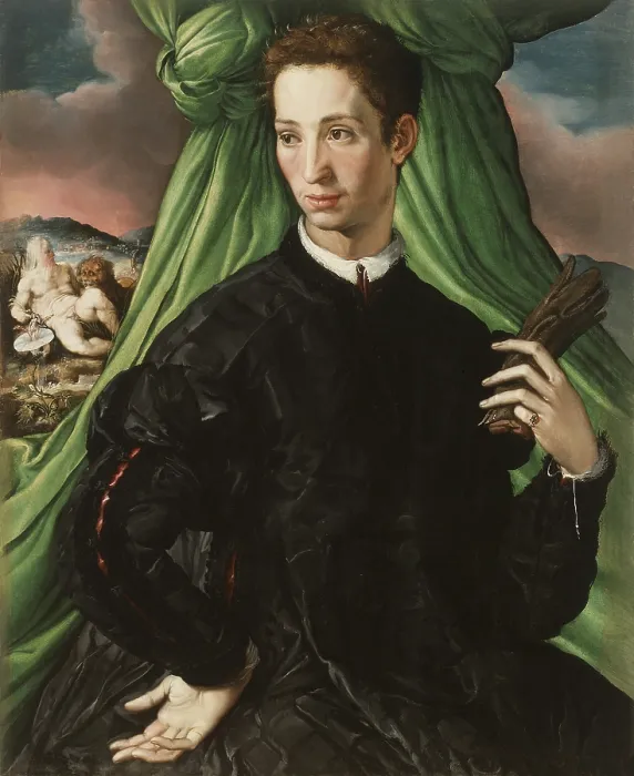 Framed Print : Portrait of a Florentine Nobleman 1546-1548, by Francesco Salviati, 1510-1563, Italian painting, oil on panel, Italy, Florence